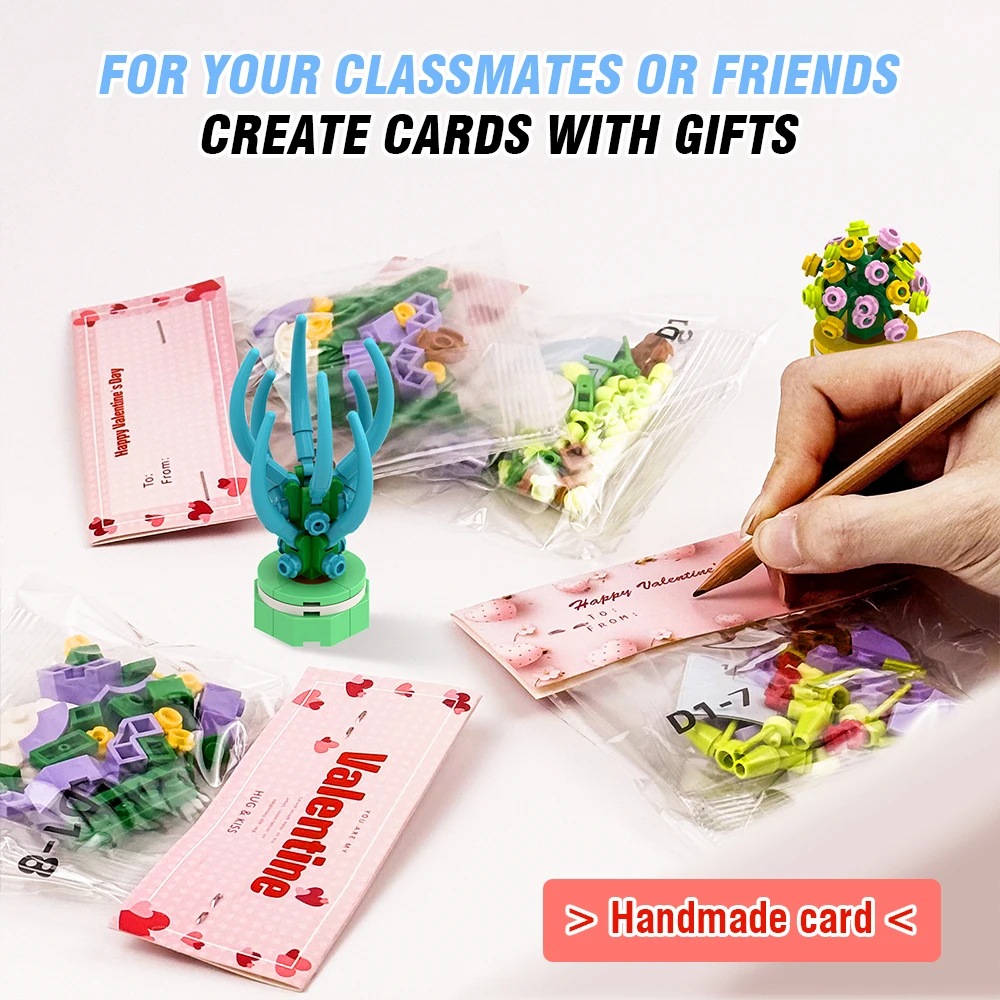 Flor suculenta en maceta modelo de bloques de construcción DIY ramo eterno hogar escritorio planta decoración ladrillo niña regalo niños juguete 24 bolsa/caja - imagen 3