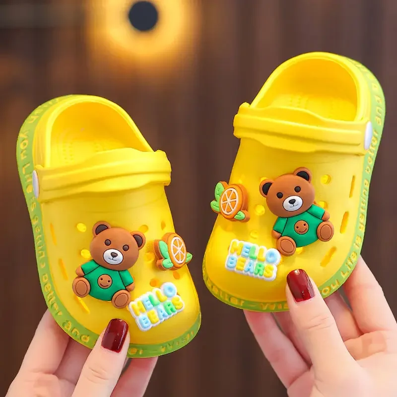 Zapatillas para niños, bonitos dibujos animados, niñas y niños con suelas blandas, bolsas para bebés, zapatos perforados, sandalias para el hogar y el bebé - imagen 3