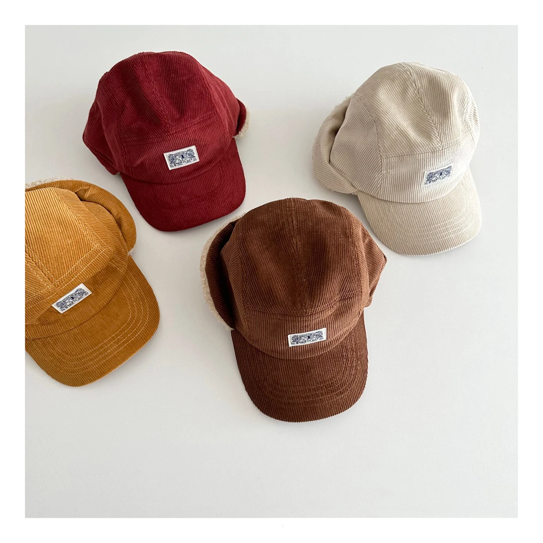 Gorro de Lei Feng de invierno para niños, gorro grueso de Color sólido con protección para los oídos para bebés, gorro cálido minimalista para niños y niñas - imagen 4