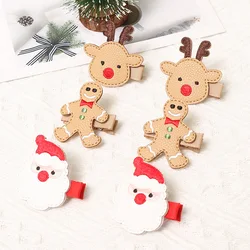 Pinzas para el pelo de bebé, decoración navideña, Papá Noel, alce, pan de jengibre, diseño hecho a mano, accesorios para el cabello, regalos de princesa