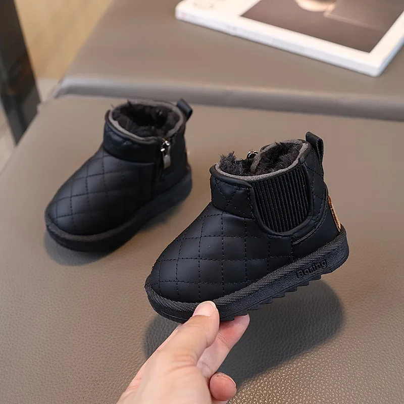 Zapatos de invierno para niños, botas de nieve para bebés y niños, botas de felpa antideslizantes para exteriores, zapatos impermeables a prueba de viento para niños pequeños - imagen 3