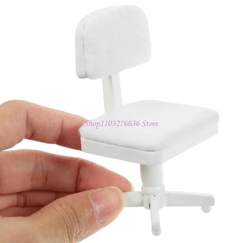 R6FD 1/12 소형 사무실 장면 책상 의자 프린터와 인형 집 사무실 독서 방 장면 디스플레이를위한 컴퓨터가 포함 된 미니어처 사무실 장면 모델 - imagen 4