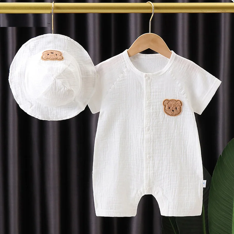 Conjunto recién nacido de muselina: mameluco y gorrito oso - imagen 5