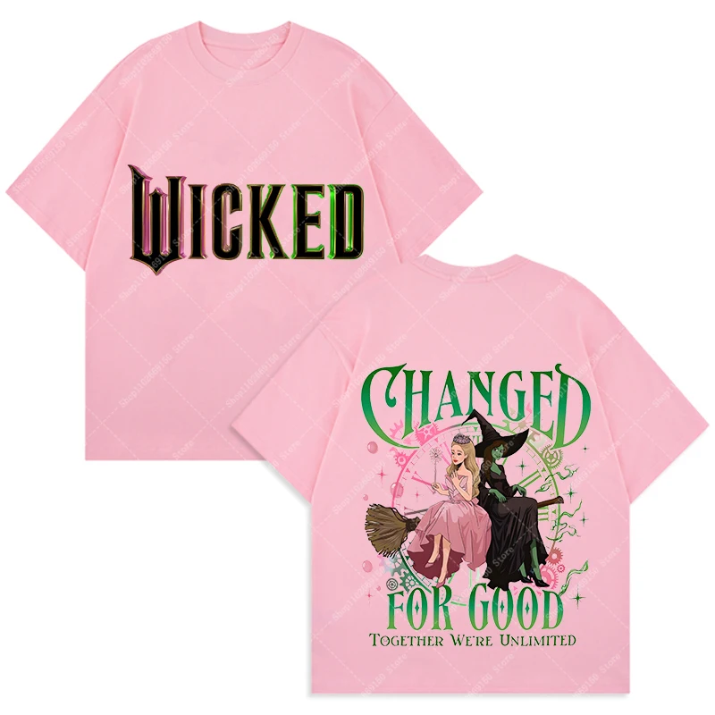 Camiseta de algodón de película Wickeds para mujer, camisetas de manga corta para adultos, camiseta bonita de dibujos animados para niña, ropa informal de verano, camiseta de Anime, regalos 2026 - imagen 3