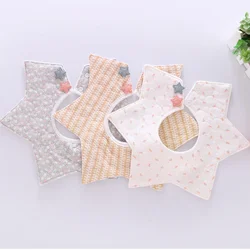 Baberos impermeables con diseño de flores para bebé, ropa para eructar, con diseño de estrella a rayas, giratoria, doble algodón