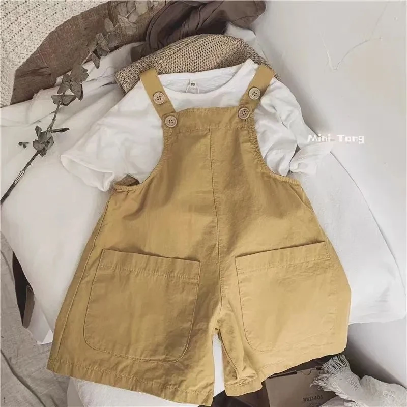 Monos de algodón para niños y niñas, peto holgado sin mangas, estilo coreano, Universal, informal, combina con todo, verano - imagen 4