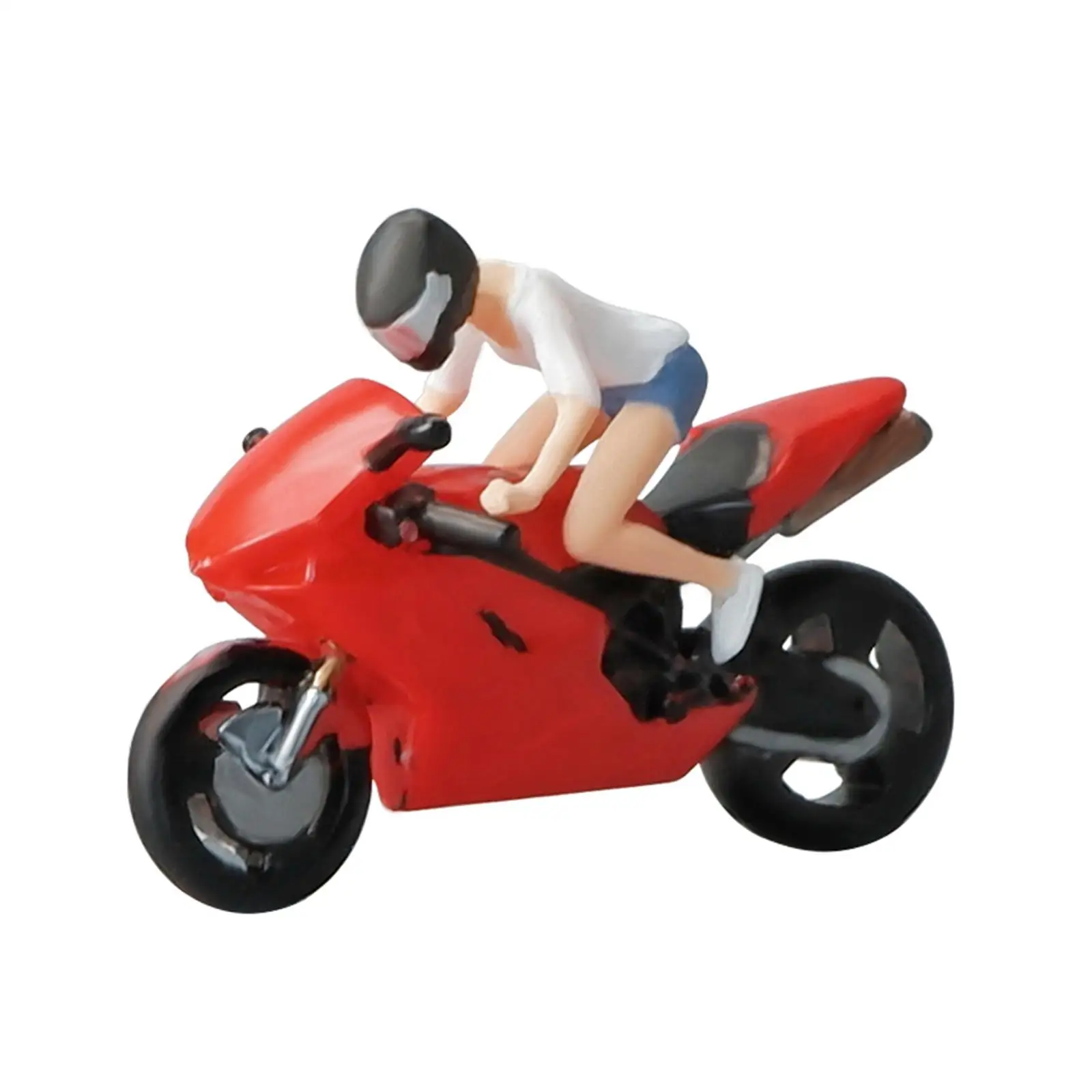 Figuras en miniatura de Mini personas, adorno realista de motocicleta con figura, decoración de diseño de mesa de arena, 1/64 - imagen 2
