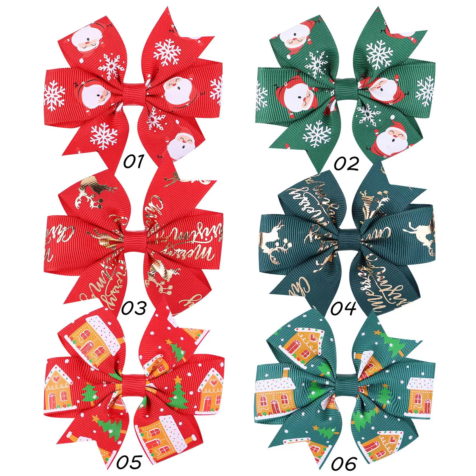 12 Uds. Conjunto de pinzas para el pelo de Navidad para niñas, cinta con estampado de Papá Noel, horquillas, tocados de fiesta de Boutique, accesorios para el cabello - imagen 2