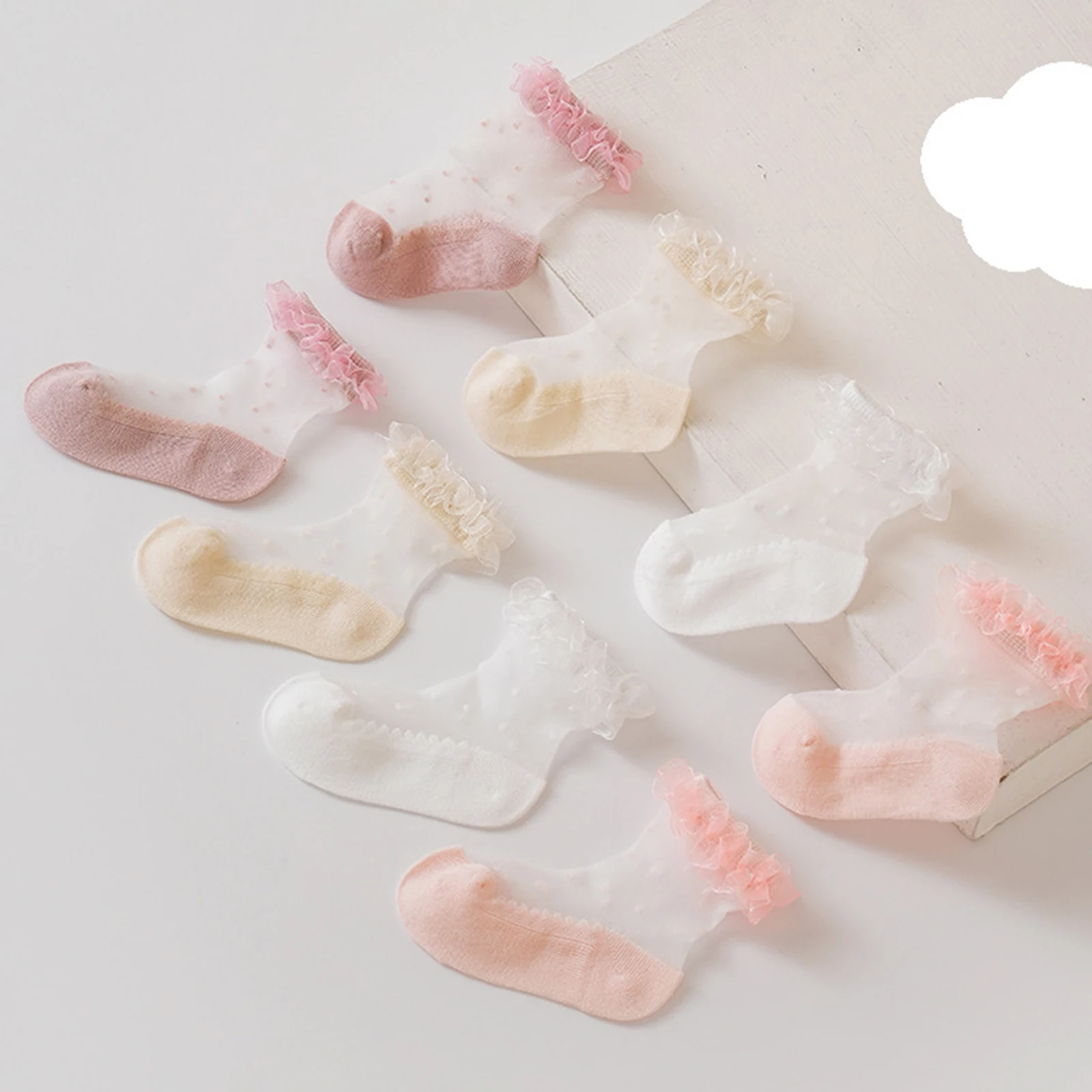 Calcetines de malla con volantes y lunares para bebés – Princesa - imagen 5