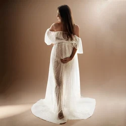 Vestido transparente con lentejuelas plateadas para fotos de embarazo