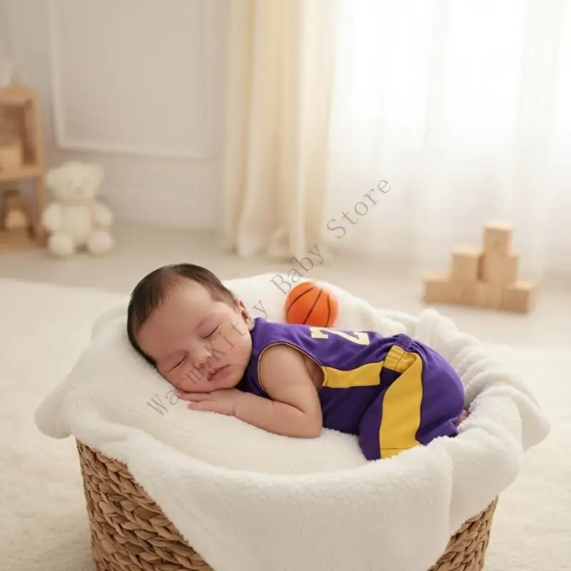 XXFE Ropa para Sesión Fotos Accesorios fotografía para bebés Traje Ropa Baloncesto Traje - imagen 4