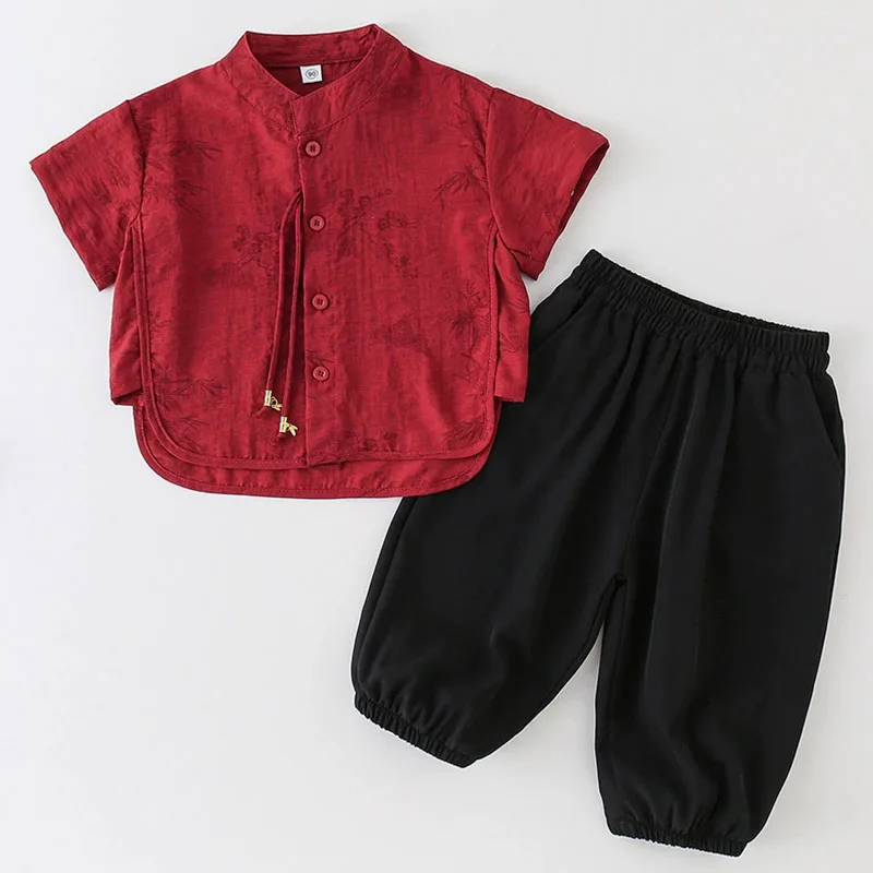 Conjunto infantil rojo para primavera y verano - imagen 3