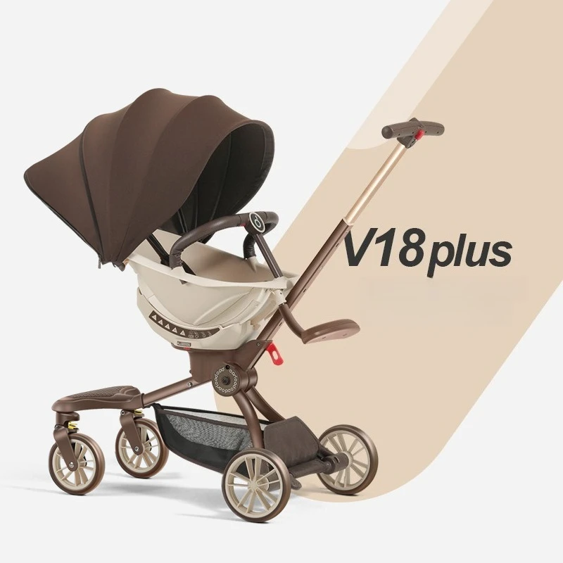 360 °   Asiento giratorio para cochecito de bebé, marco de aluminio de 5 posiciones con dosel de cobertura completa, almohadilla de asiento lavable extraíble, absorción de impacto