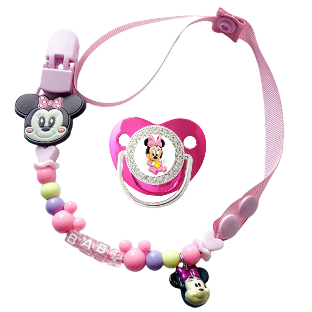 2025 Nombre personalizado Clip de cadena para recién nacido chupete ostentoso y clip para chupete rosa sin BPA chupete bling diseño único regalo para bebé 0-18M - imagen 5