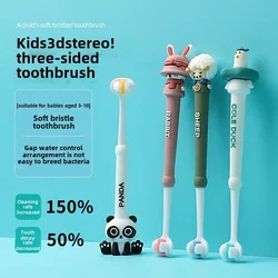 Cepillo de dientes infantil tres lados animales antideslizante