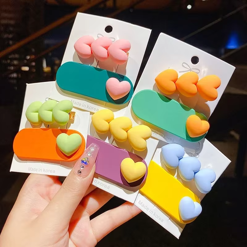 Pinzas para pelo niñas estilo macarrón colorido corazón princesa - imagen 2