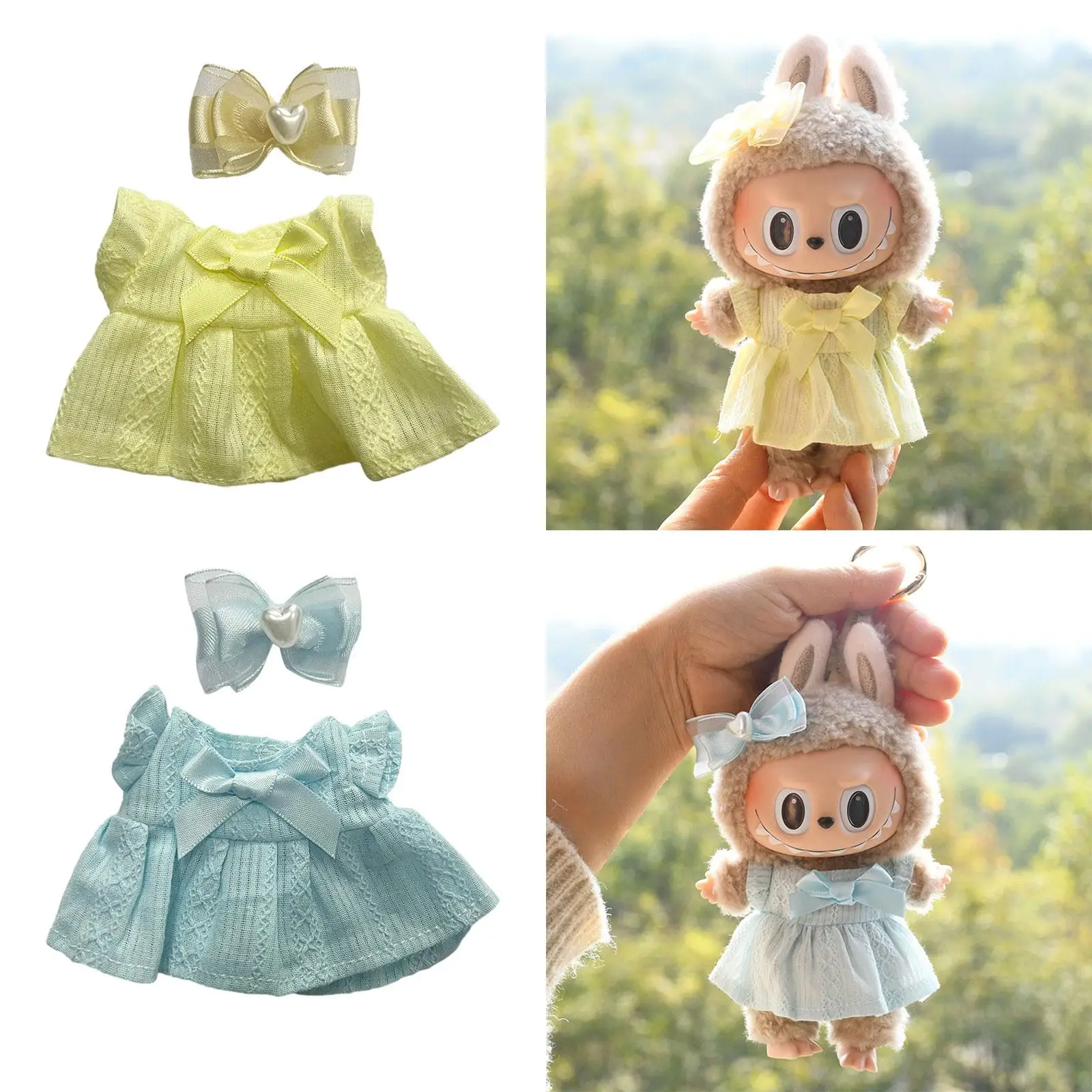 2Pcs Mini 6 inch Doll Clothes with Headwear Clothing Gift Dress up with Hat Doll Clothes for Dolls Pendant Doll Little Girls