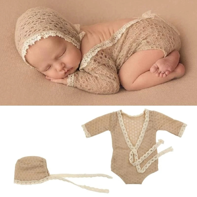 M76C Baby Photography Props Juego disfraces Bodysuit Photo Props 2 PPCS Photostudio Props Pilling Resistance Unisex