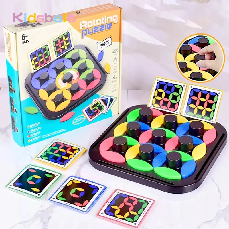 Juego de escritorio giratorio lógico temprano para niños, juguete rompecabezas con tarjetas, juego de rompecabezas giratorio para aliviar el estrés, juguetes de aprendizaje Montessori