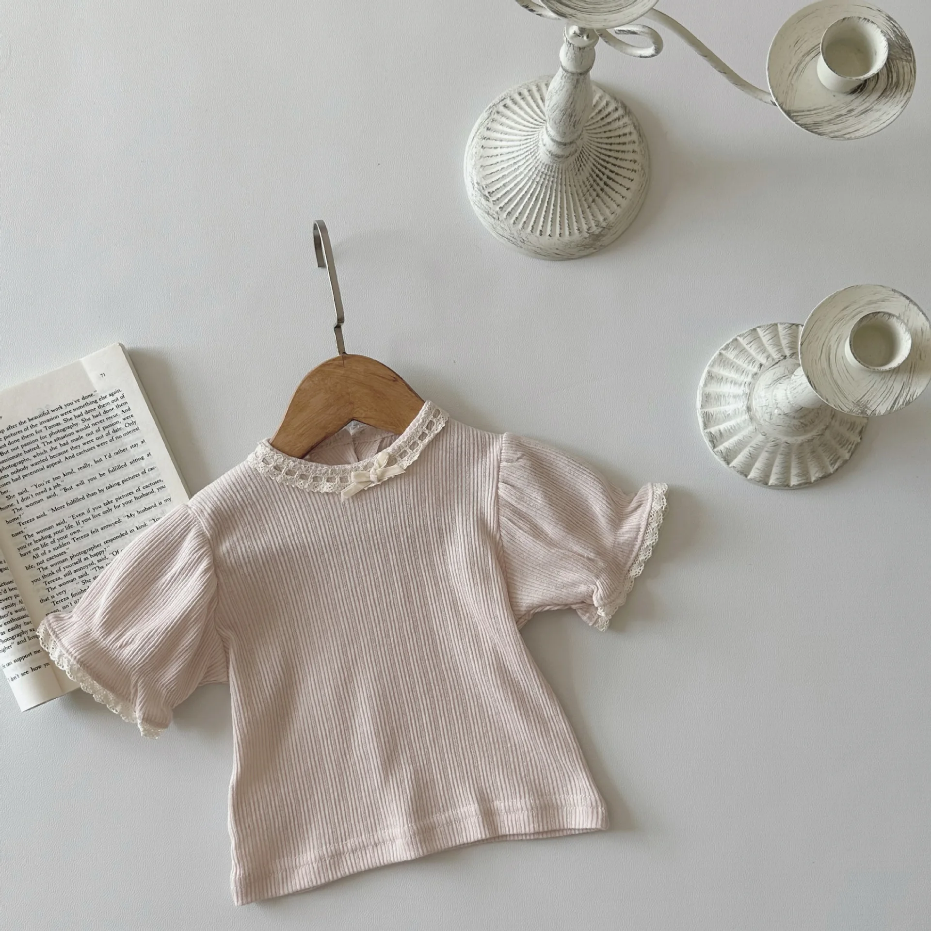 Nueva camiseta de verano para niña recién nacida, ropa para niñas pequeñas, jersey de algodón de manga corta para bebés, Tops - imagen 4