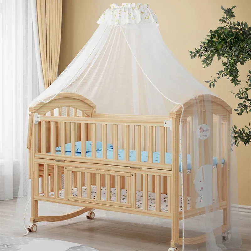 Cuna de madera multifuncional, cama de bebé de madera maciza, 0 pintura, cuna ecológica, cama grande móvil para recién nacidos y niños - imagen 3