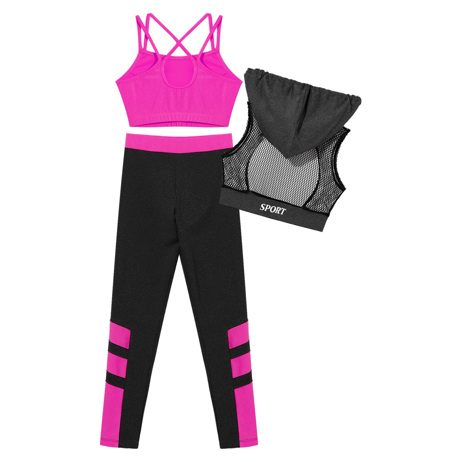 Conjunto ropa hip hop infantil con camisola, chaleco y leggings - imagen 2