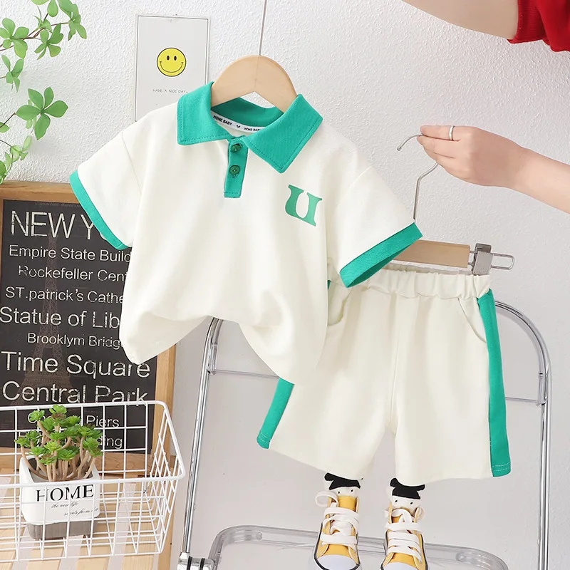 Nueva moda de verano, ropa para niñas, traje para niños, camiseta a rayas, pantalones cortos, 2 unids/set, disfraz informal para niños, chándales para niños - imagen 4