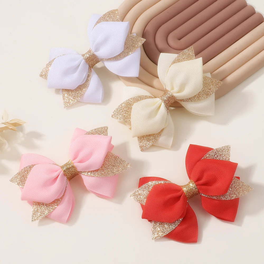8 unids/set nuevos niños Glitter Bowknote pinzas para el cabello para mujeres niñas hechas a mano cola de milano arco horquillas sombreros diarios accesorios para el cabello - imagen 5