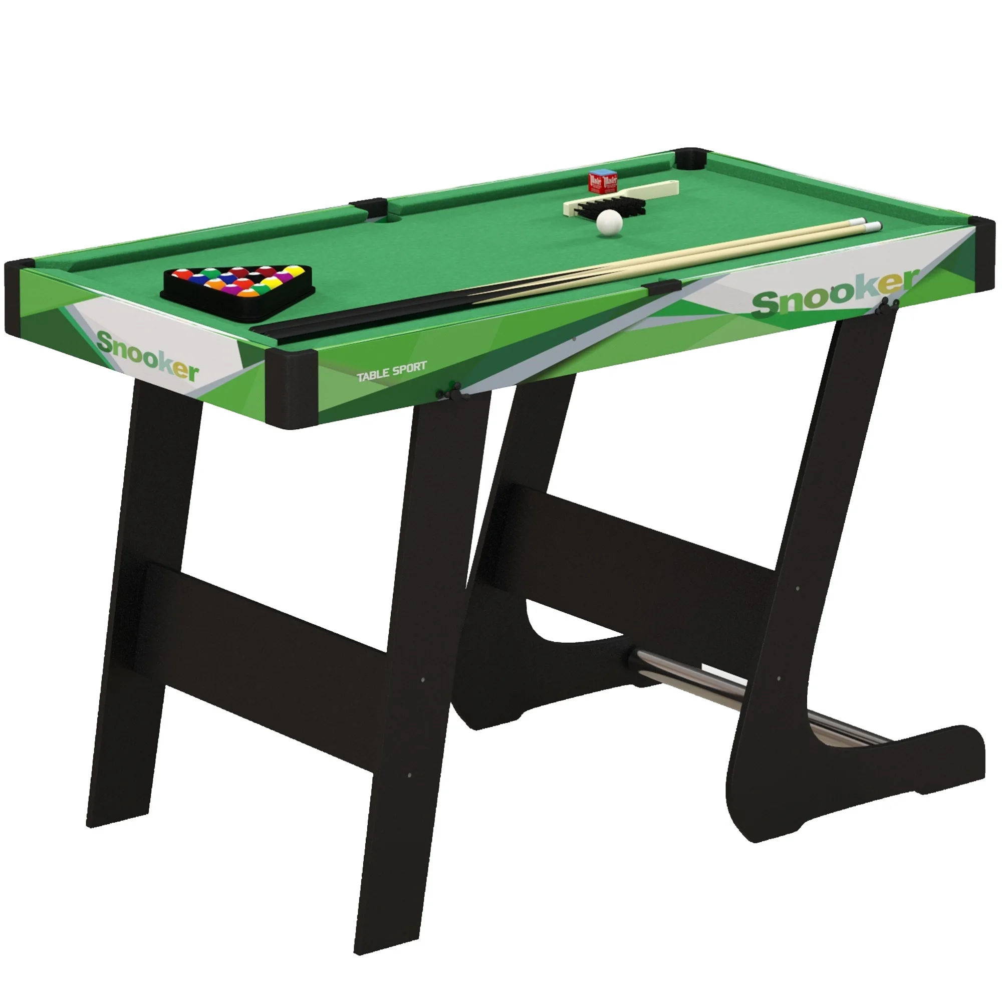 SPORTNOW Mesa de Billar Plegable 104 cm, con Accesorios Incluye 16 Bolas, 2 Tacos, Tiza, Triángulo y Cepillo, Mesa de Billar Portátil para Niños y Adultos, Verde