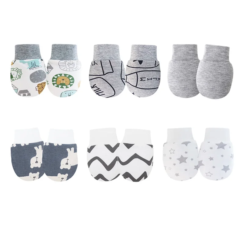 Manoplas de bebé para niñas y niños, manoplas de protección facial con estampado de dibujos animados, antiarañazos, de algodón suave, regalos para recién nacidos, suministros infantiles, 12 Uds. - imagen 2