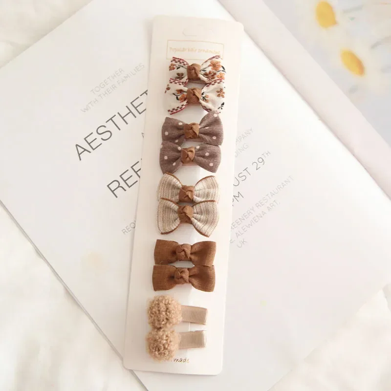 Horquillas con lazo para niña, pinzas el pelo lunares a cuadros florales, pasadores bebé, accesorios cabello 10/5 Uds - imagen 4