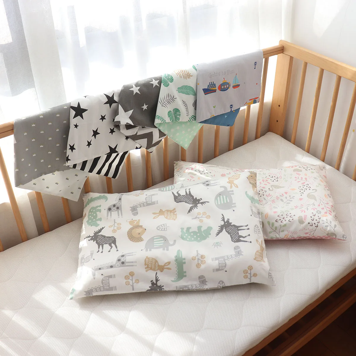 Fundas y almohadas para bebés de 30x50cm, fundas de almohadas con patrón de dibujos animados para niños, funda de almohada de algodón, núcleo de almohada para niñas y niños - imagen 3