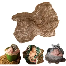 Set fotografía recién nacido: manta de lino con cesta decorativa