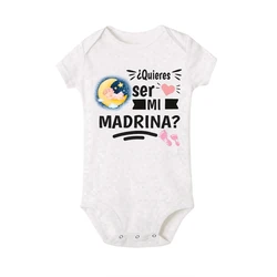 Mameluco bebé manga corta estampado Quiero ser mi madrina padrino