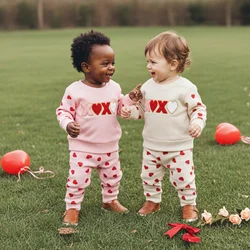 ViSgogo Conjunto San Valentín para niña con bordado de corazones
