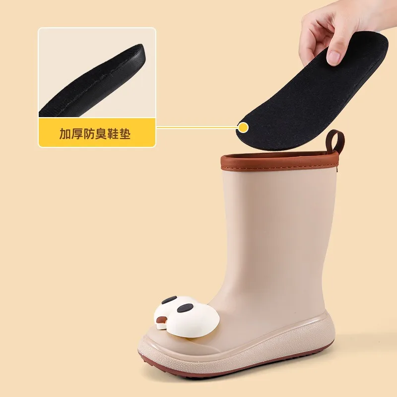 Zapato de lluvia para niños, zapatos planos para niñas nuevas para las cuatro estaciones, zapato de algodón antideslizante para invierno, moda para hombres y mujeres, zapato de lluvia versátil para estudiantes - imagen 3