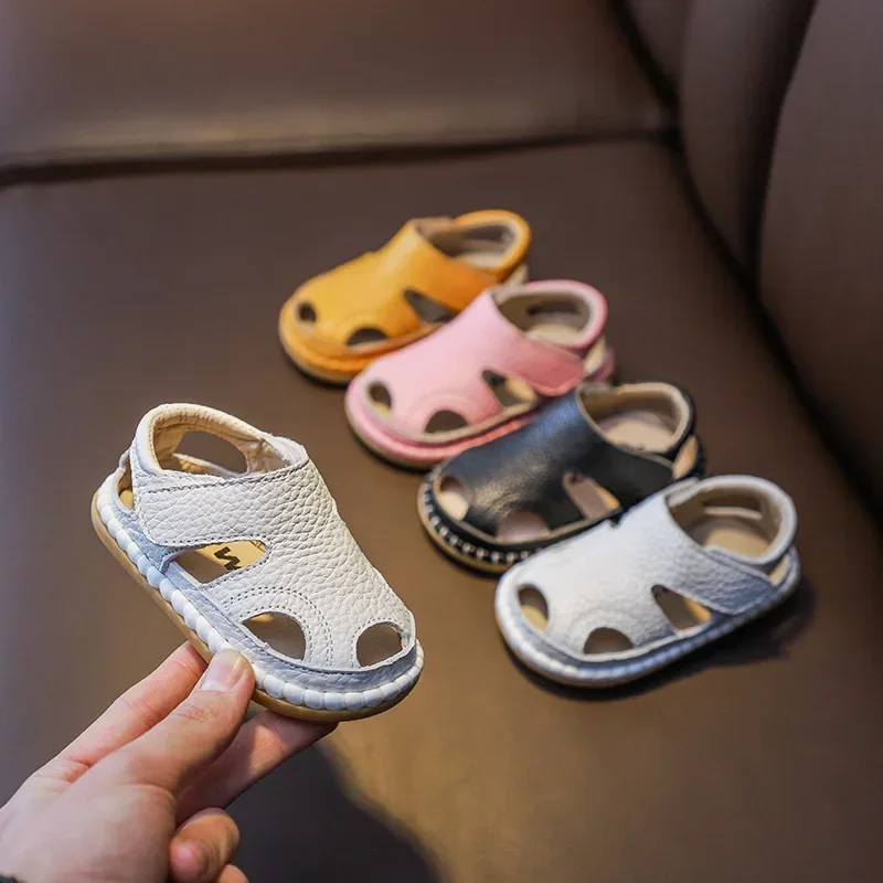 Sandalias de cuero para bebés – Anticolisión y suela suave - imagen 4