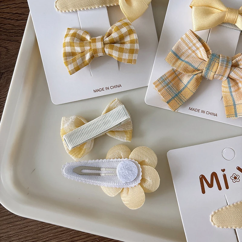 Pinzas para el cabello amarillas dulces para niñas, horquilla versátil a la moda para niños, estilo lazo amarillo, flequillo de flores, Clips Bb, accesorios para el cabello - imagen 3