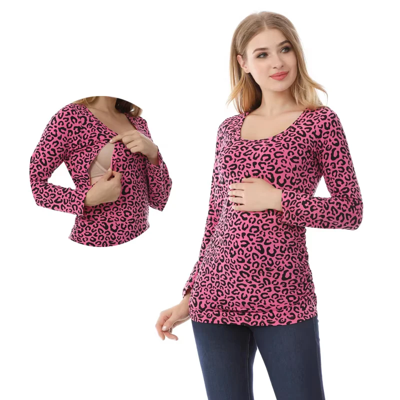 Camiseta de lactancia posparto, camisetas de manga larga para embarazo, ropa de maternidad, Tops de lactancia para mujeres posparto