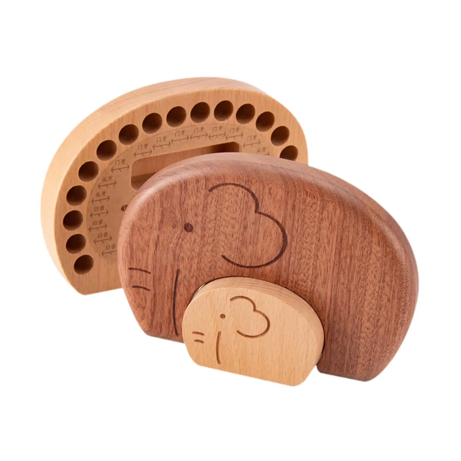 Wood Baby Teeth Storage Box Hair Collection Box Multifunctional Compact Keepsake Holder