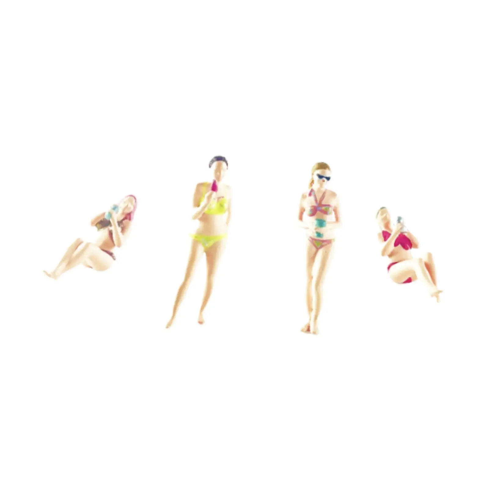 4x 1/64 Girl Model Diorama Scenery Tiny People Model for Miniature Scene