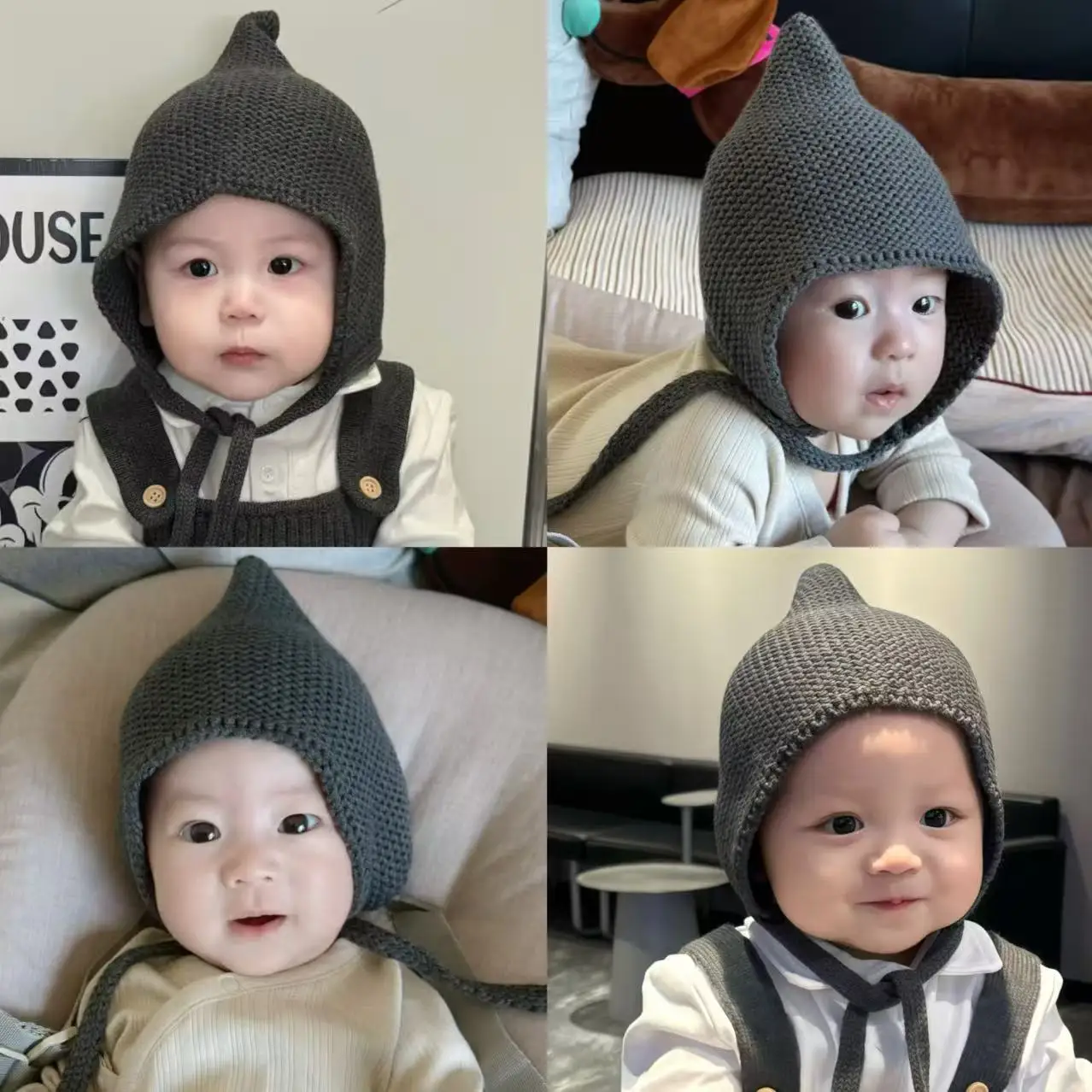 Otoño/Invierno, gorro tejido para bebés, niños y niñas, gorro cálido grueso sólido para niños, gorro con protección para los oídos, gorro para niños de 3 a 18 meses
