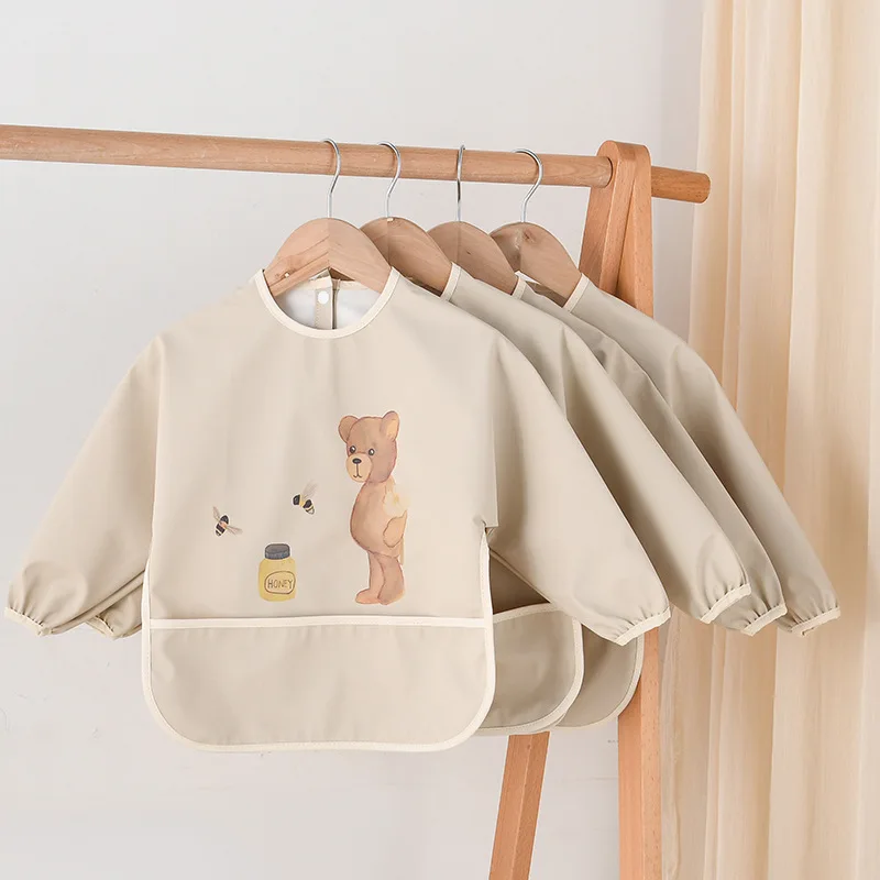 Nuevos Baberos para bebé, delantal impermeable a prueba de aceite, paño de manga larga de dibujos animados, babero de alimentación, paño suave para eructar para niño y niña, Baberos Bandana - imagen 2