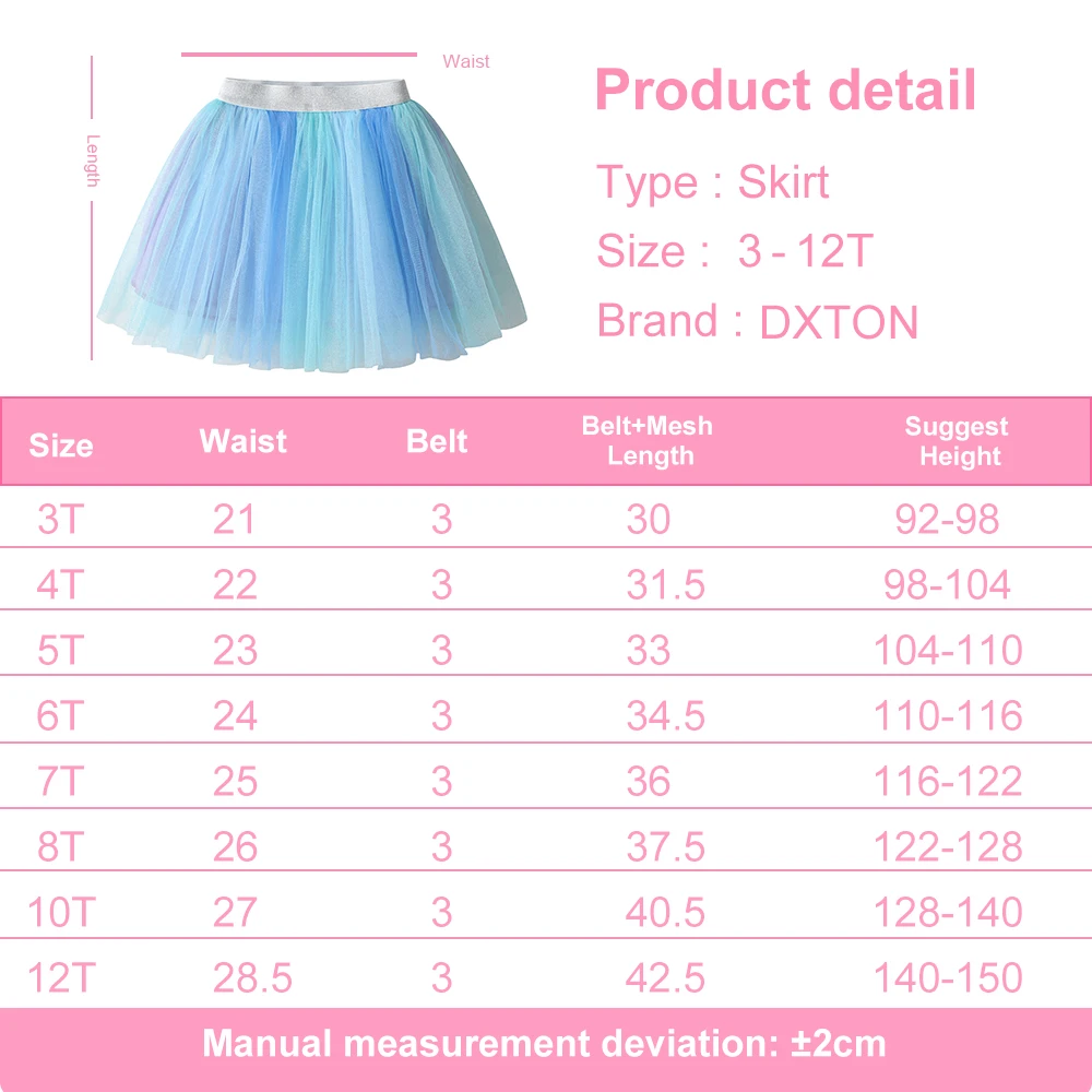 DXTON Tutú tul esponjoso niñas – Falda ballet princesa - imagen 5