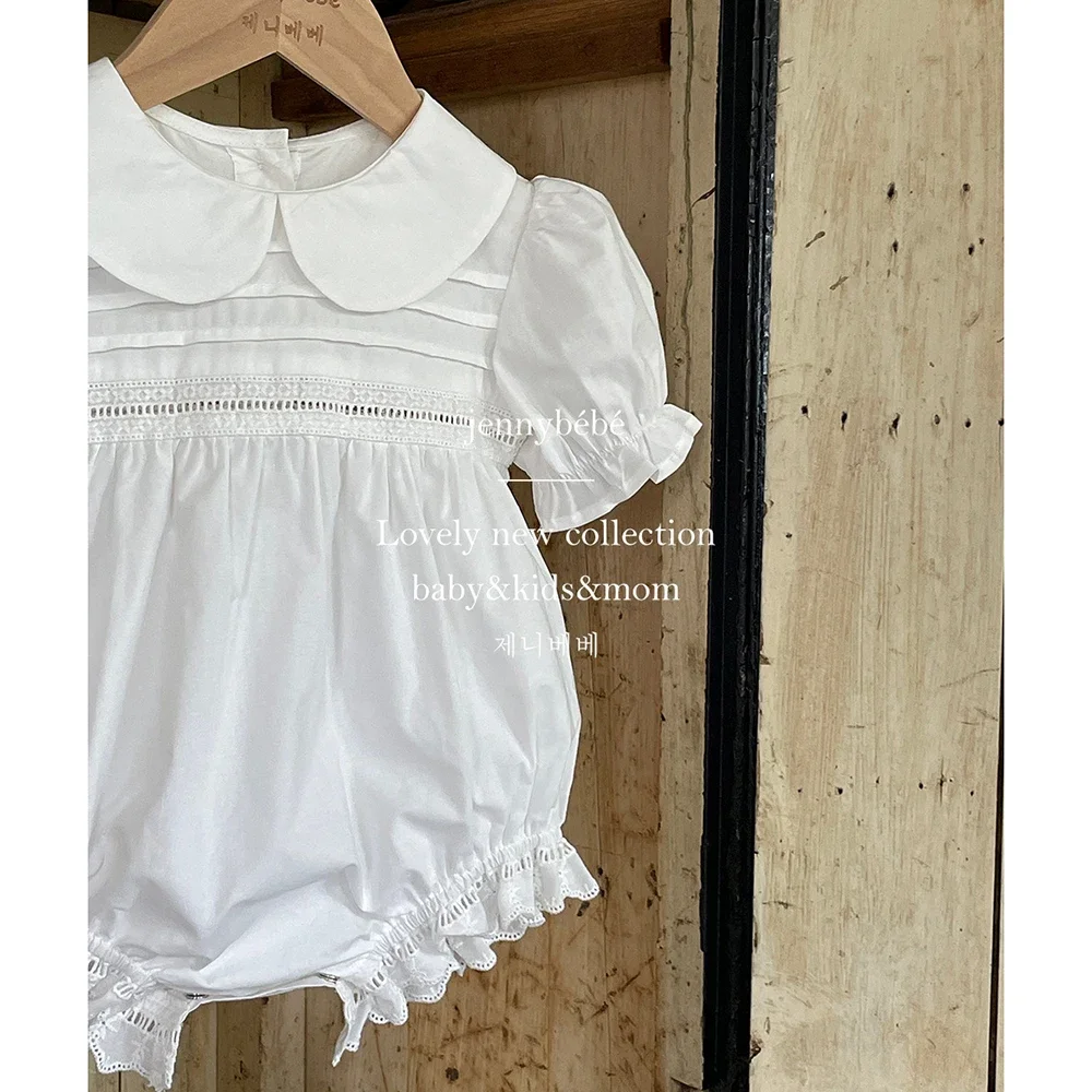 Pelele recién nacido niña con cuello de pétalo y manga corta - imagen 5