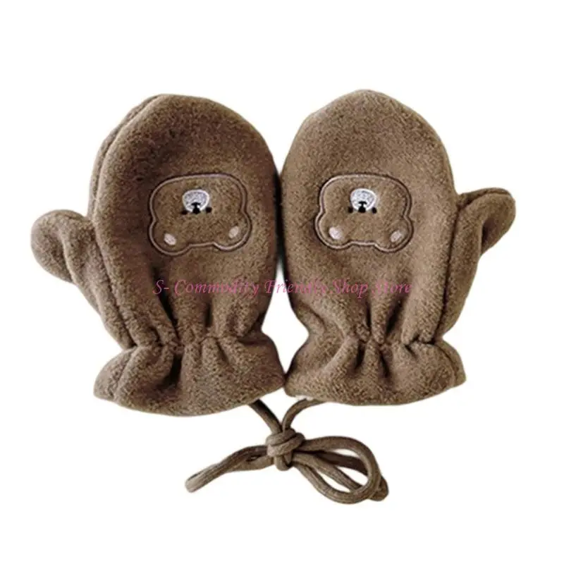 85ae Guantes cordón cuello adjunto para niños Mittanes suaves térmicos con color múltiple - imagen 3