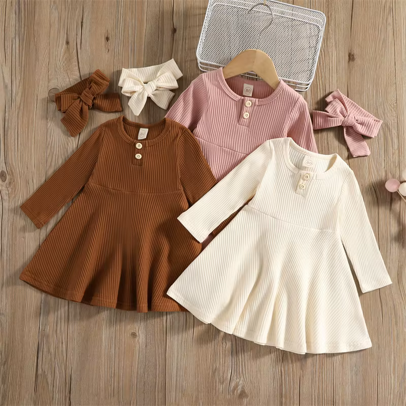 Vestido manga larga para niña – Cuello redondo para otoño y fiestas - imagen 5