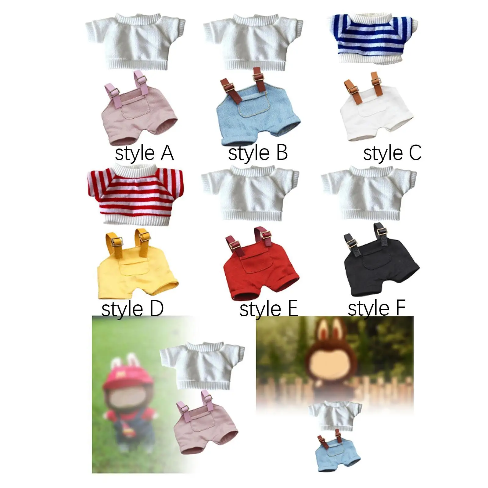 Plush Doll Clothes for 15cm 17cm Doll Pretend Play Cute Doll Clothes Doll Outfit Toy Clothing Accessories for Pendant Doll Kids
