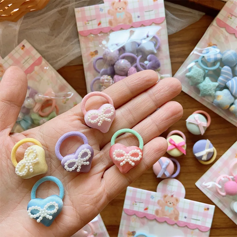Coleteros elásticos para niñas – Corazón y lazo - imagen 3
