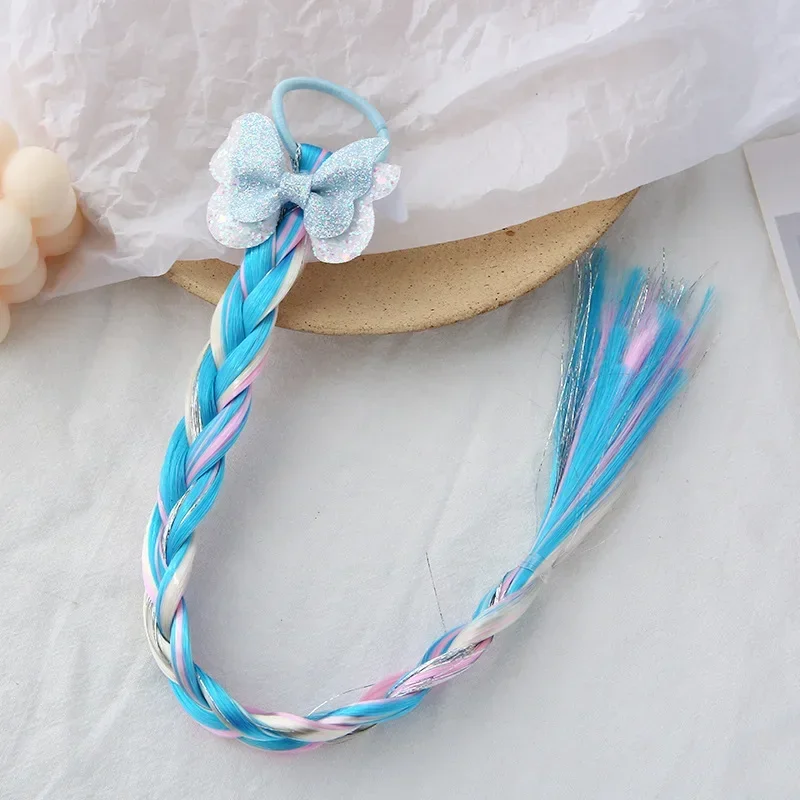 Peluca con conchas de arcoíris coloridas para niños, trenzas, cuerda para el pelo, tocado de princesa, tocado retorcido, accesorios para el cabello - imagen 4
